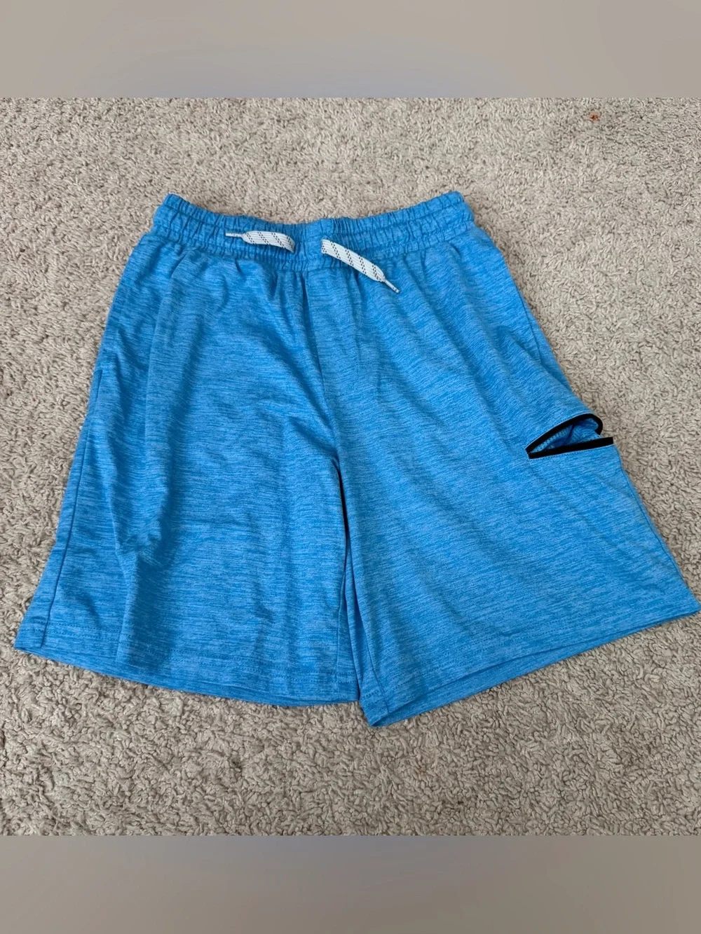 Athletic Works Light Blue Heather Athletic Shorts with Drawstring